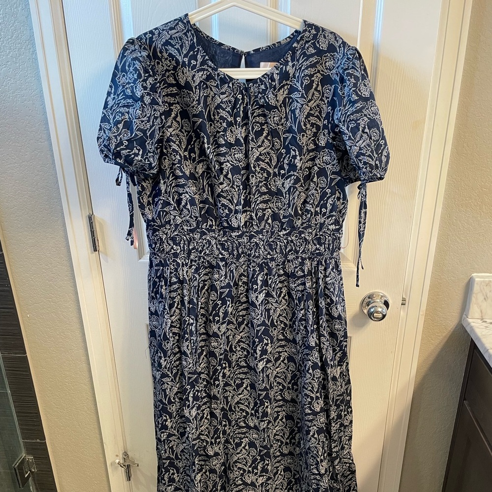 Gal Meets Glam Giselle Tie Sleeve Maxi Dress Navy